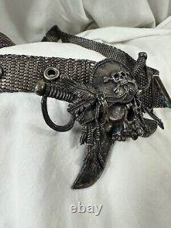 Genuine vintage UGO CACCIATORI sterling Skull Pirate belt unisex