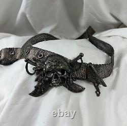 Genuine vintage UGO CACCIATORI sterling Skull Pirate belt unisex