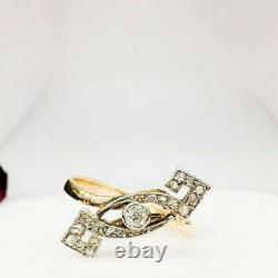 Geometric Engagement Victorian Ring 1.3Ct VVS1 Moissanite 14K Yellow Gold Over