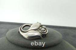 George Jensen Denmark Tulip Brooch Sterling Silver Signed Designer 100A Vintage