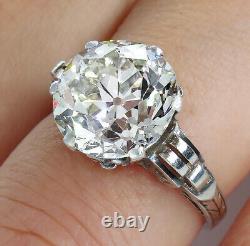 Gia 4.57ct Antique Art Nouveau Old Mine Diamond Solitair Engagement Wedding Ring