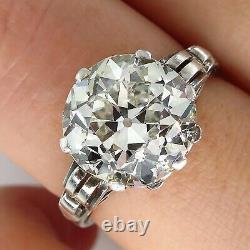 Gia 4.57ct Antique Art Nouveau Old Mine Diamond Solitair Engagement Wedding Ring