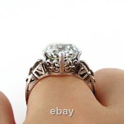 Gia 4.57ct Antique Art Nouveau Old Mine Diamond Solitair Engagement Wedding Ring