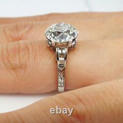 Gia 4.57ct Antique Art Nouveau Old Mine Diamond Solitair Engagement Wedding Ring