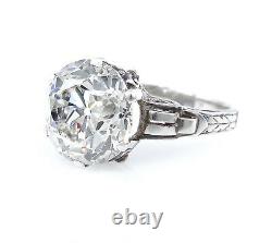 Gia 4.57ct Antique Art Nouveau Old Mine Diamond Solitair Engagement Wedding Ring