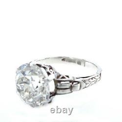 Gia 4.57ct Antique Art Nouveau Old Mine Diamond Solitair Engagement Wedding Ring