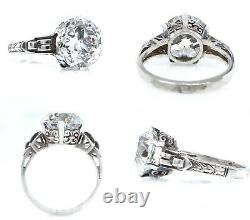 Gia 4.57ct Antique Art Nouveau Old Mine Diamond Solitair Engagement Wedding Ring