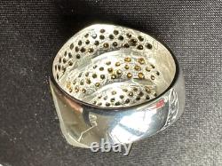 Gorgeous Vintage Designer Sterling Silver 925 Ring -Red & White Crystals Size 10