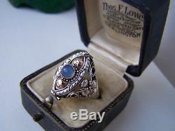 Gorgeous Vintage Solid Sterling Silver Blue Chalcedony Locket Poison Ring Size Q