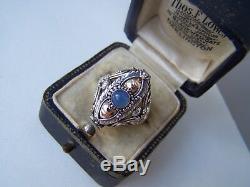 Gorgeous Vintage Solid Sterling Silver Blue Chalcedony Locket Poison Ring Size Q