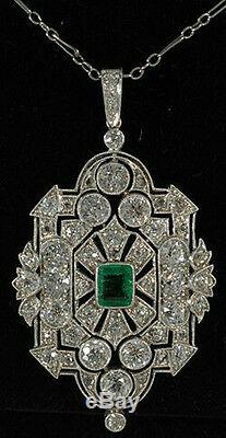 Green emerald cut sterling silver vintage style jewelry pendant free shipping