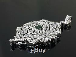 Green emerald cut sterling silver vintage style jewelry pendant free shipping