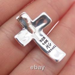 HAGIT GORALI 14K Gold 925 Sterling Silver Vintage Israel Cross Slide Pendant