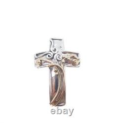 HAGIT GORALI 14K Gold 925 Sterling Silver Vintage Israel Cross Slide Pendant