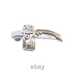 HAGIT GORALI 14K Gold 925 Sterling Silver Vintage Israel Cross Slide Pendant