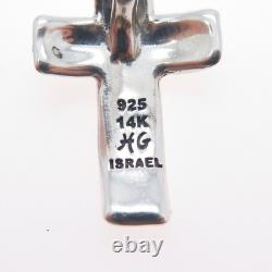 HAGIT GORALI 14K Gold 925 Sterling Silver Vintage Israel Cross Slide Pendant