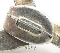 HATTIE CARNEGIE 925 Silver Vintage RARE Hammered Heavy Chain Bracelet- BT6237