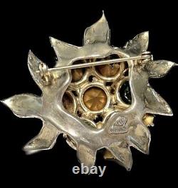 HC Sterling Silver Hattie Carnegie Brooch Pin Rare Vintage Signed R/S Pin A53