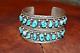 Heavyvintage Old Pawn Navajo Sterling Silver Kingman Turquoise Double Row Cuff