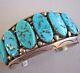 Huge Heavy Vintage Navajo Sterling Silver Kingman Turquoise Cuff Bracelet 108g