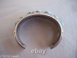 HUGE Heavy Vintage NAVAJO Sterling Silver KINGMAN TURQUOISE Cuff BRACELET 108g