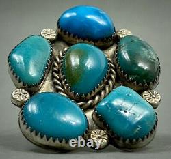 HUGE Vintage Navajo Native American Sterling Silver Turquoise Cluster Ring