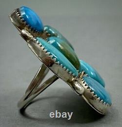 HUGE Vintage Navajo Native American Sterling Silver Turquoise Cluster Ring