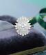 Halo Vintage Flower 925 Silver 0.90 Ct Cubic Zirconia Round Cut Anniversary Ring