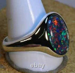 Handmade 925 Sterling Silver Gorgeous Genuine Australian opal Handmade Mens Ring