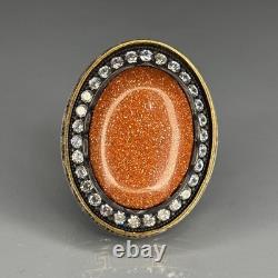 Handmade 925 Sterling Silver Men's Ring with Sparkling Aventurine Stone Jewelry