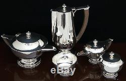 Hard To Find Vintage Art Deco 5pc Mexican Sterling Silver Coffee Tea Set Aladdin