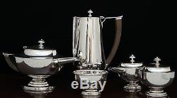 Hard To Find Vintage Art Deco 5pc Mexican Sterling Silver Coffee Tea Set Aladdin