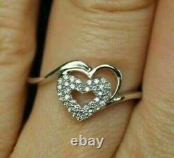 Heart Cluster Engagement Ring 1.40 Ct Round CZ Diamond In 14k White Gold Finish