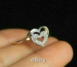 Heart Cluster Engagement Ring 1.40 Ct Round CZ Diamond In 14k White Gold Finish