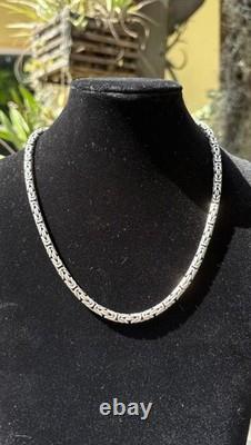 Heavy 925 Sterling Silver Byzantine Chain Necklace 18 5mm 60.8g