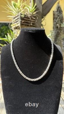 Heavy 925 Sterling Silver Byzantine Chain Necklace 18 5mm 60.8g