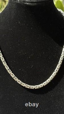 Heavy 925 Sterling Silver Byzantine Chain Necklace 18 5mm 60.8g