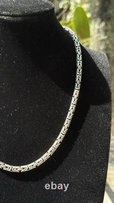 Heavy 925 Sterling Silver Byzantine Chain Necklace 18 5mm 60.8g