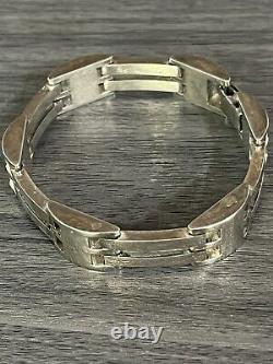 Heavy Vintage Geometric Sterling Silver 925 Link Unisex Bracelet