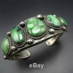 Heavy Vintage NAVAJO Old Ingot Silver GREEN CARICO LAKE TURQUOISE Cuff BRACELET