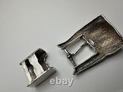 Heavy Vintage Sterling Silver Brutalist Belt Buckle Fits 1 Inch Belts