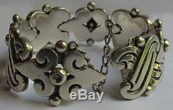 Hector Aguilar Vintage Mexico Weighty Sterling Silver Fertility Bracelet