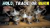 Hold Trade Or Burn Antique Sterling Silver Score