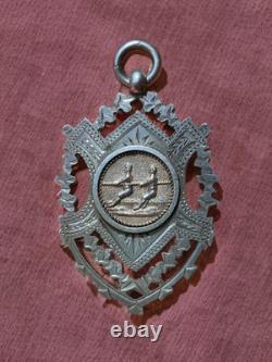 Huge Antique Sterling Silver Pendant Necklace Medal Fob