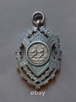 Huge Antique Sterling Silver Pendant Necklace Medal Fob