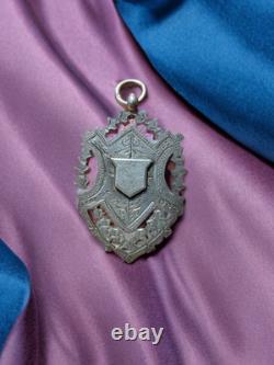 Huge Antique Sterling Silver Pendant Necklace Medal Fob