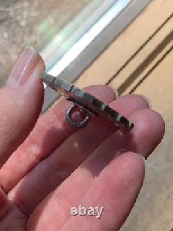 Huge Antique Sterling Silver Pendant Necklace Medal Fob