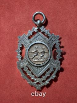 Huge Antique Sterling Silver Pendant Necklace Medal Fob