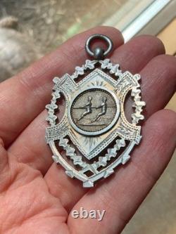 Huge Antique Sterling Silver Pendant Necklace Medal Fob