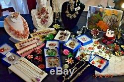 Huge Lot Vintage Rhinestone Purple Fun Beads & Flowers Parure 80+ More Sale! #17